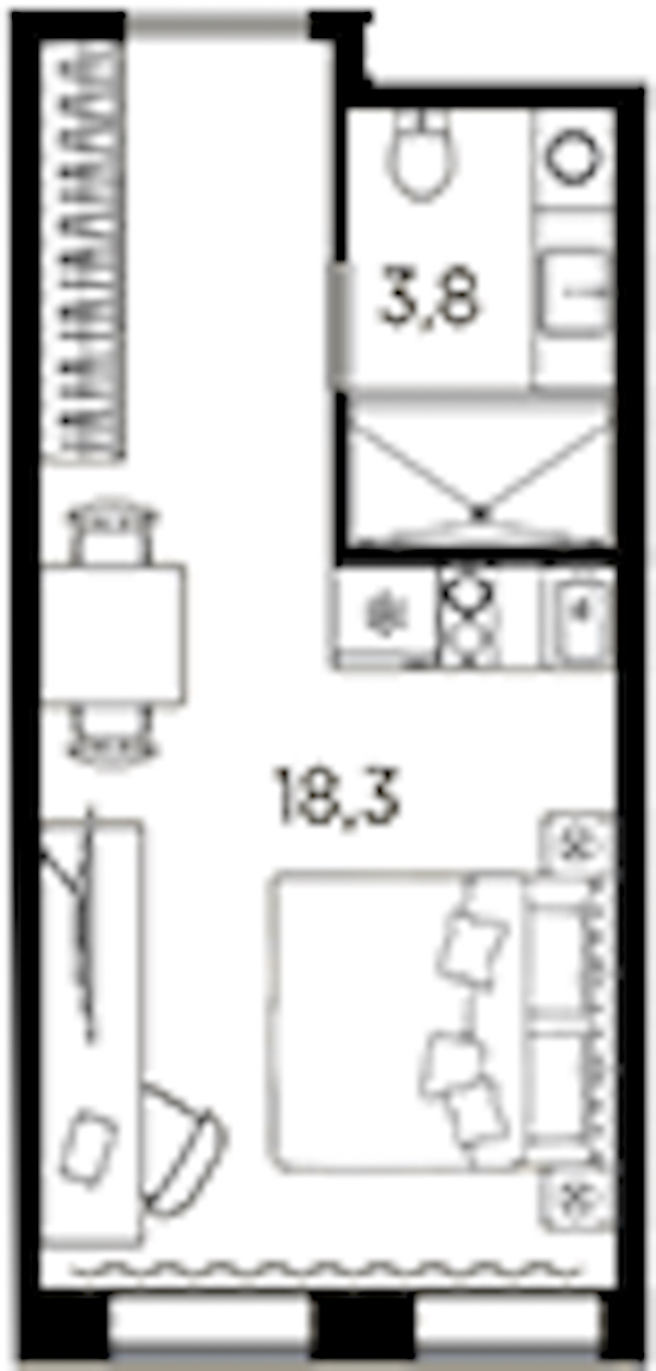 Квартира студия 22.1 м², 12/13 эт., ЖК «AVENIR Industrial»